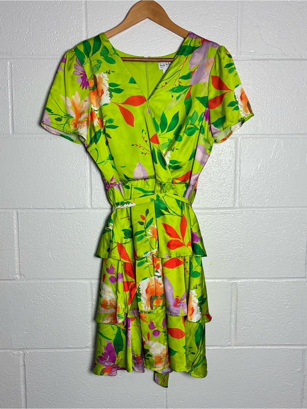 Nicole Miller New York floral tiered faux wrap dress